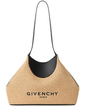 Givenchy Small Facet Logo-Print Woven Shoulder Bag - Natural