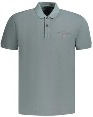 Napapijri Embroidered-Logo Cotton Polo Shirt - Blue