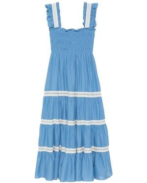RIXO London Aubrie Cotton Lace Midi Dress - Blue