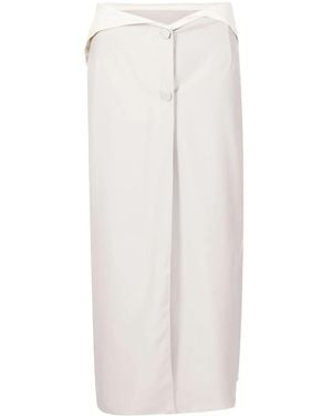 ROKH Mid-Length Side Slit Skirt - White