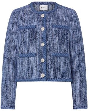 MILLY Shayne Pinstripe Cardigan - Blue