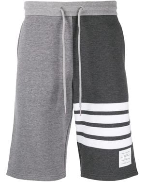 Thom Browne 4 Bar Stripe Tonal Track Shorts - Grey