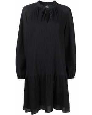 A.P.C. Gathered-Tie Fastening Short Dress - Black