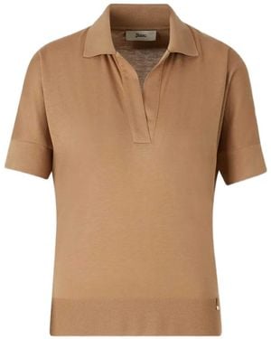 Herno Polo-Collar Top - Brown