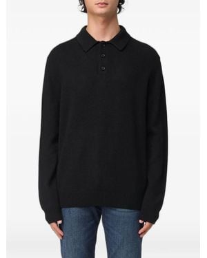 Emporio Armani Long-Sleeve Knitted Polo Shirt - Black