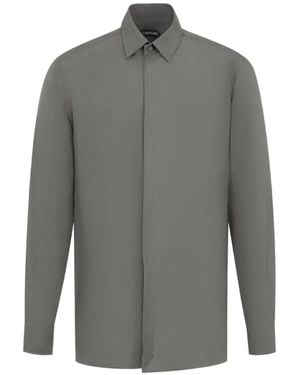 Tom Ford Classic-Fit Silk Shirt - Grey