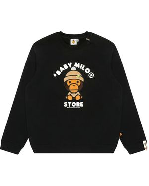 *BABY MILO® STORE BY *A BATHING APE® Embroidered Crew-Neck Sweatshirt - Black