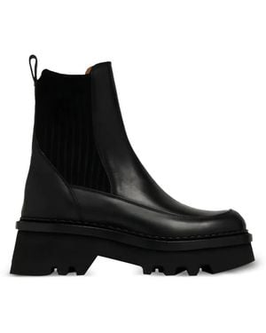 Chloé Bottines Chelsea En Cuir - Black