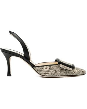 Manolo Blahnik Mayslibi Slingback Court Shoes - Metallic