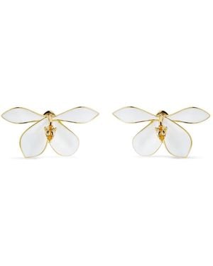 Shanghai Tang Pendientes Ginger Flower - Blanco
