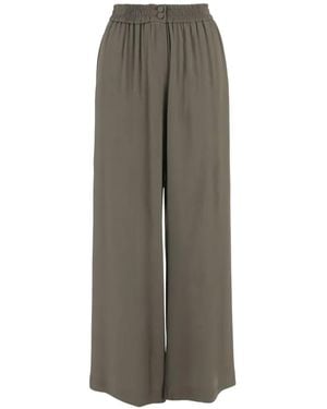 F.it Elasticated-Waist Wide-Leg Pants - Gray
