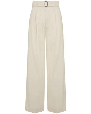 Moorer Belted Wide-Leg Trousers - White