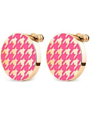 Luhta Houndstooth-Pattern Earrings - Pink