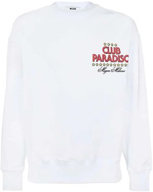 MSGM Club Paradiso Cotton Sweatshirt - White