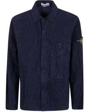Stone Island 'Wrinkled Corduroy 500 Tc Garment Dyed' Shirts - Blue