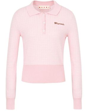 Marni Jacquard Embroidered Polo Shirt - Pink