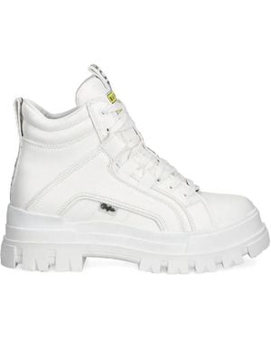 Buffalo Aspha Platform Lace-Up Boots - White