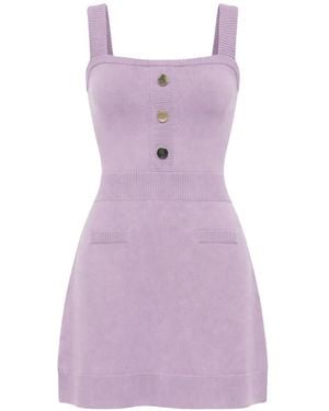 Viktor & Rolf Vestido De Punto Con Botones Enjoyados - Morado