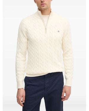 GANT Maglione Con Mezza Zip - Bianco