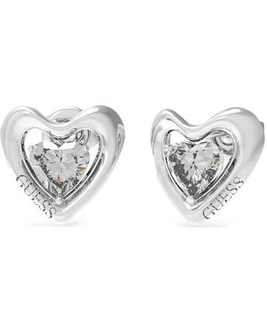 Guess Heart Crystal-Embellished Earrings - White