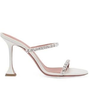AMINA MUADDI Gigi Slippers 95 Nappa And Crystals - White