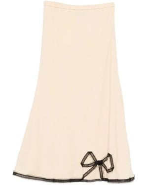 Rochas Bow-Trim Midi Skirt - Natural