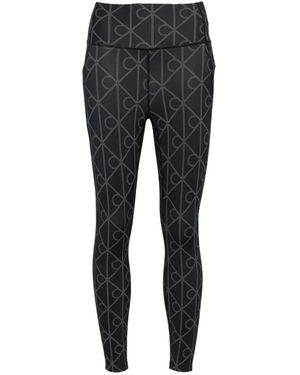 Calvin Klein Monogram-Print Performance Leggings - Black