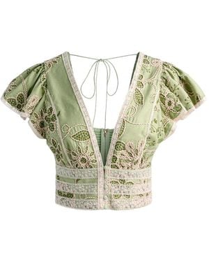 Alice + Olivia Blusa Keeley De Manga Ondulada - Multicolor