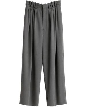 SOSHIOTSUKI Pantalon Eight Tuck En Laine À Design Plissé - Grey