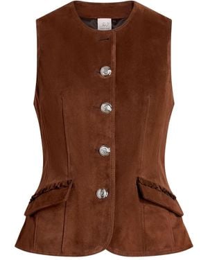 Cinq À Sept Chris Suède Gilet Met Zak Met Knopen - Bruin