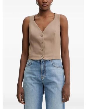 Guess Button-Up Sleeveless Vest - Blue