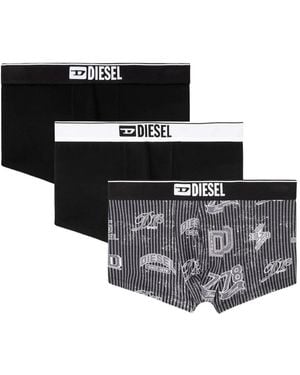 DIESEL Damien-D Logo-Waistband Printed Boxers Set - Black