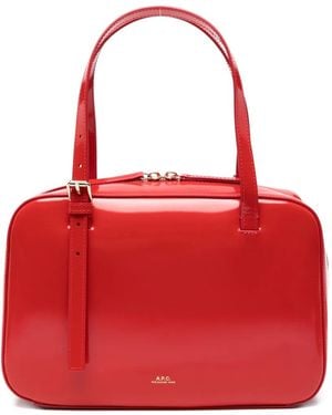A.P.C. Patent-Finish Buckle-Detail Tote Bag - Red