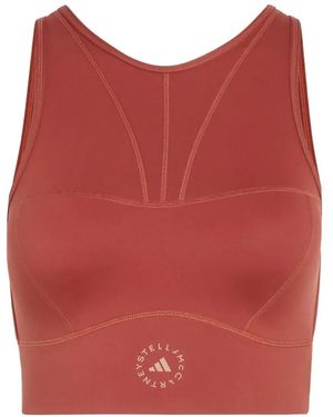 adidas By Stella McCartney Cut-Out Logo-Print Top - Red