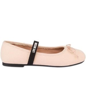 Love Moschino Bow Strap Ballet Flats - Pink