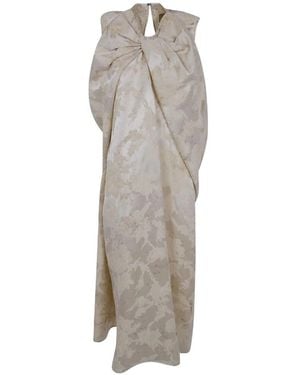 Uma Wang Floral-Jacquard Draped Maxi Dress - Grey