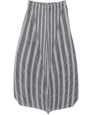 Pleats Please Issey Miyake Pantalon Court Plissé À Imprimé Zig-Zag - Gris