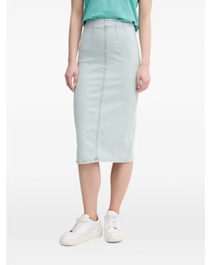 Benetton High-Waisted Denim Midi Skirt - Blue