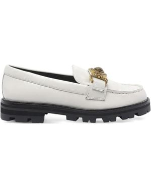 Kurt Geiger Embellished Round-Toe Loafers - Gray