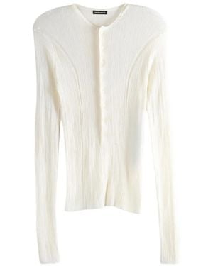 Ann Demeulemeester Ribbed-Knit Long-Sleeve T-Shirt - White