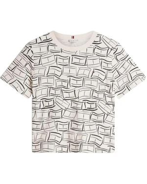 Tommy Hilfiger Boxy-Fit Graphic-Print T-Shirt - White