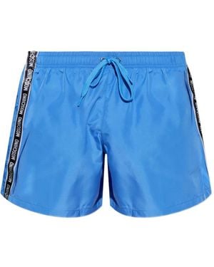 Moschino Logo-Tape Swim Shorts - Blue