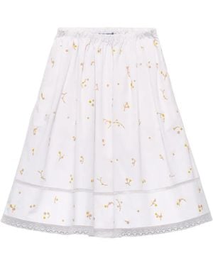 Prada Embroidered Poplin Skirt - White