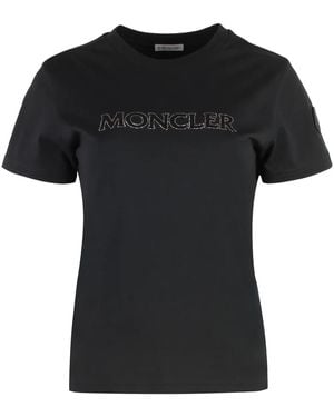 Moncler Logo Cotton T-Shirt - Black