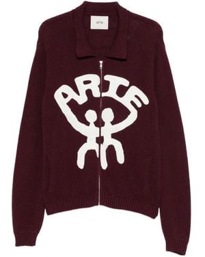 Arte' Pullover Mit Grafischer Intarsie - Lila