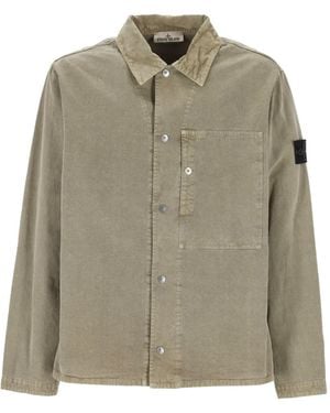Stone Island Sobrecamisa 1200028 De Algodón Panama - Verde