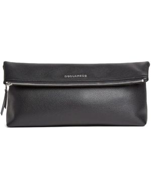 DSquared² Neoclassic Pebbled Leather Messenger Bag - Grey
