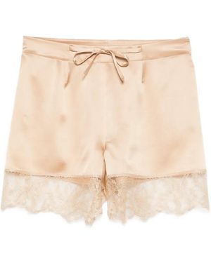 Carine Gilson Lace-Detail Silk Pyjama Shorts - Natural