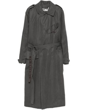 OPEN YY Motorcycle Maxi Belted Trench Coat - Gray