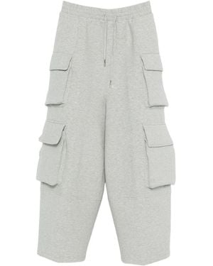 Feng Chen Wang Pantalones con bolsillos cargo y cordones - Gris